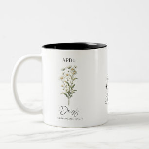 Taza Bicolor Regalo de cumpleaños con flor de nacimiento de abr