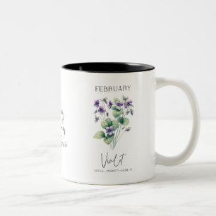 Taza Bicolor Regalo de cumpleaños con flor de violeta del mes d