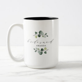 Taza Bicolor Regalo de dama de honor con elegantes eucaliptos v