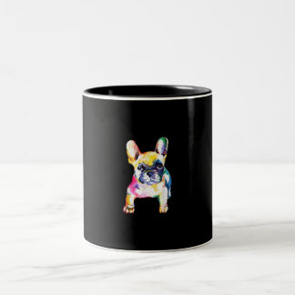 Taza Bicolor Regalo de dibujo a mano de color de agua de Bulldo