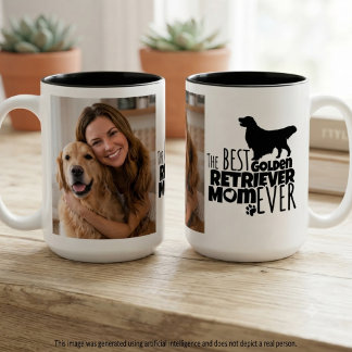 Taza Bicolor regalo de foto de mamá Golden Retriever