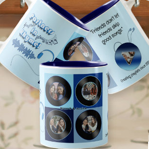 Taza Bicolor Regalo de foto de música en vinilo azul lindo para