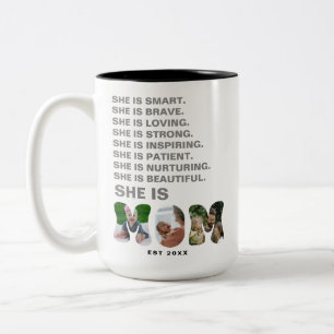 Taza Bicolor Regalo de foto de nueva mamá con afirmación person