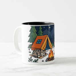 Taza Bicolor Regalo de gato y perro de camping Cielo nocturno d