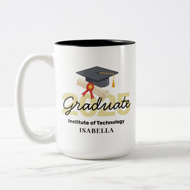 Taza Bicolor Regalo de graduación personalizado - Clase de 2025 (Izquierda)