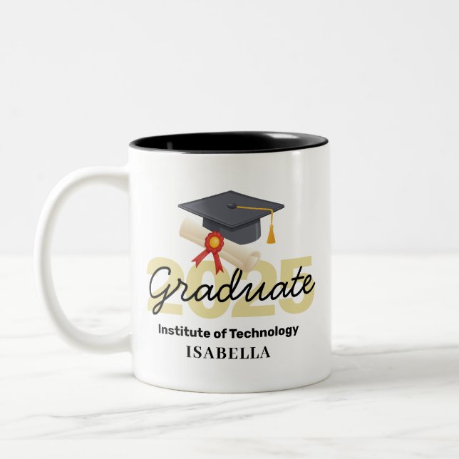 Taza Bicolor Regalo de graduación personalizado - Clase de 2025 (Izquierda)