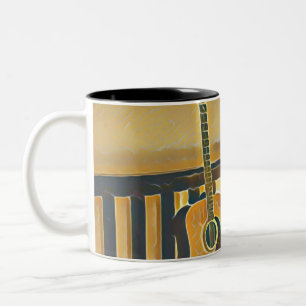 Taza Bicolor Regalo de guitarra acústica