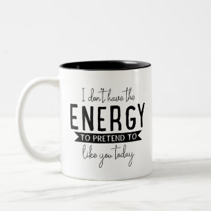 Taza Bicolor Regalo de humor, no tengo la energía sarcasmo