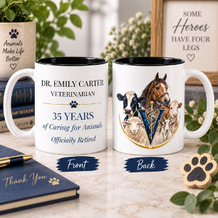 Taza Bicolor Regalo de jubilación para veterinario de grandes a