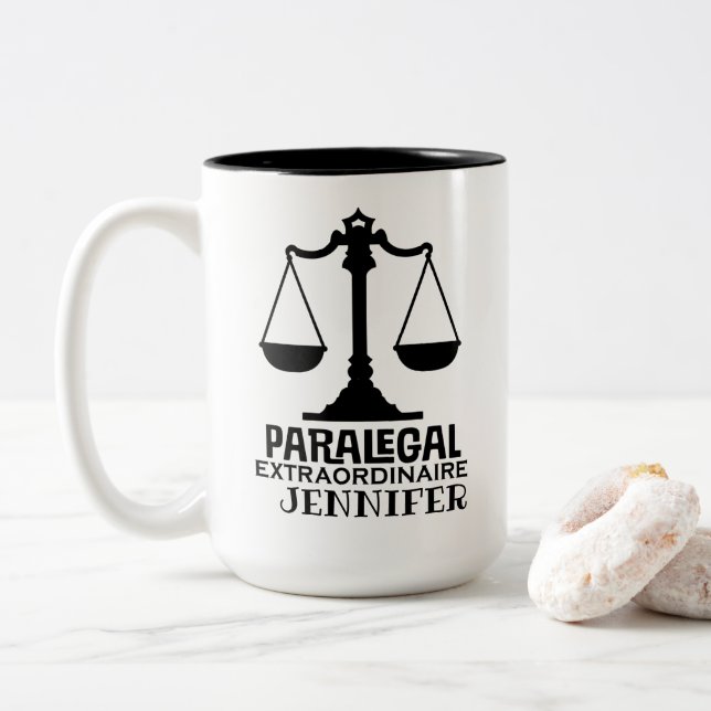 Taza Bicolor Regalo de la Oficina de Derecho Paralegal (Con donut)