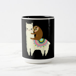 Taza Bicolor Regalo de Llama  Corte Llama & Sloth, mejores amig