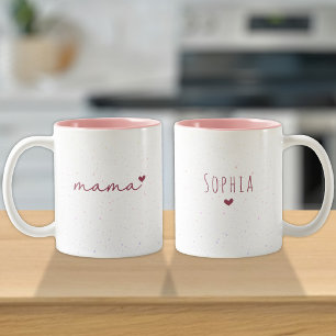 Taza Bicolor Regalo de Mama de los Niños   Nombre de Amor Coraz