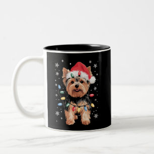 Taza Bicolor Regalo de Navidad de Yorkie Perro de Navidad Largo