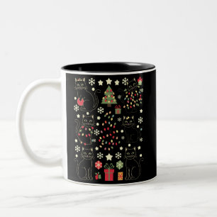 Taza Bicolor Regalo de Navidad para amante de gatos para dueño