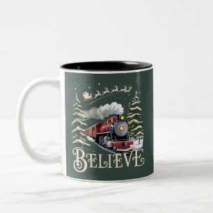 Taza Bicolor Regalo de Navidad Polar Express Cree Xmas Invierno