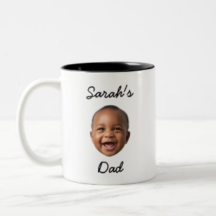 Taza Bicolor Regalo de papá personalizado de nombre y rostro de
