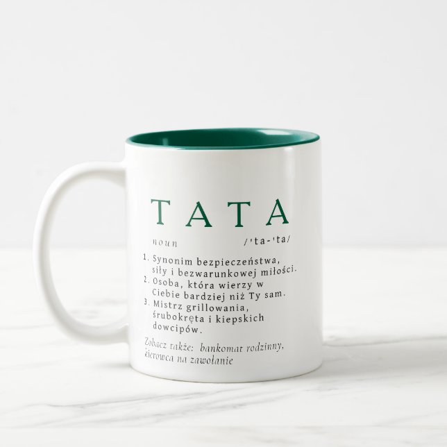Taza Bicolor Regalo de papá polaco - definición de TATA (Izquierda)