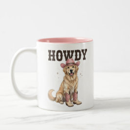 Taza Bicolor Regalo de perro vaquero rosa Retriever Dorado Hola