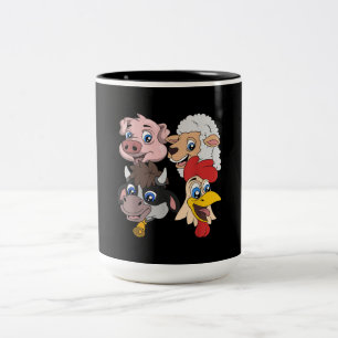 Taza Bicolor Regalo de pollo de vaca de cerdo con leche de vaca