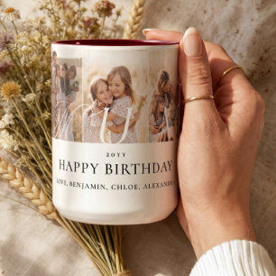 Taza Bicolor Regalo de recuerdo de cumpleaños feliz para mamá c