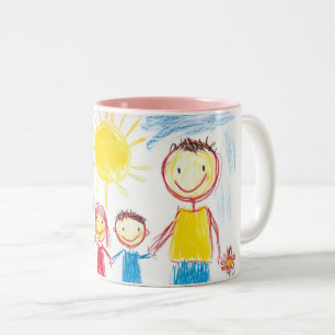 Taza Bicolor Regalo de recuerdo familiar de dibujo infantil per
