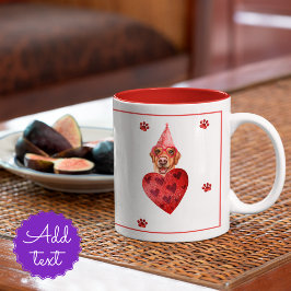 Taza Bicolor Regalo de San Valentín para perro Labrador Amarill