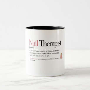 Taza Bicolor Regalo de técnico de uñas Definición de terapeuta