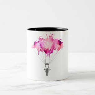 Taza Bicolor Regalo del arte de Skydiving del paracaídas del