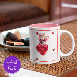 Taza Bicolor Regalo del Día de San Valentín para Perro Bulldog