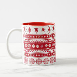 Taza Bicolor Regalo del patrón rojo nórdico Navidades escandina