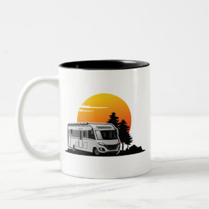 Taza Bicolor Regalo del propietario del automóvil retro Sunset 