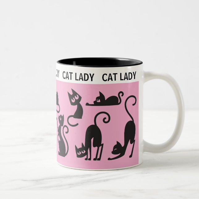 Taza Bicolor ¡Regalo divertido! Dama de gato perfecta (Derecha)