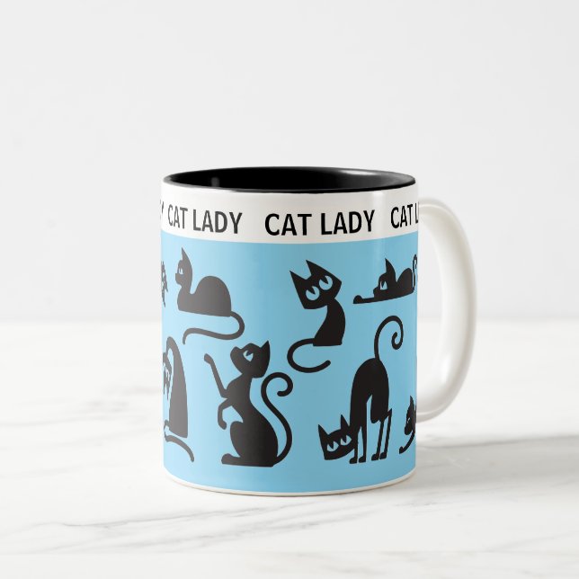 Taza Bicolor ¡Regalo divertido! Dama de gato perfecta (Anverso derecho)