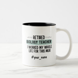 Taza Bicolor Regalo divertido de jubilación para profesor de bi