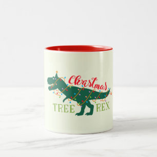 Taza Bicolor Regalo divertido del árbol de T-Rex del dinosaurio
