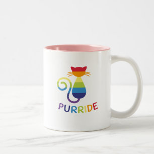Taza Bicolor Regalo divertido del gato lesbiano gay del orgullo