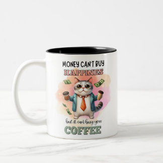 Taza Bicolor Regalo divertido para amantes de gatos: el dinero