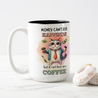 Taza Bicolor Regalo divertido para amantes de gatos: el dinero 