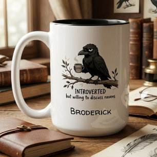 Taza Bicolor Regalo divertido para amantes del cuervo introvert