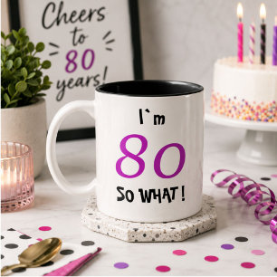Taza Bicolor Regalo divertido para sus 80 años para ella