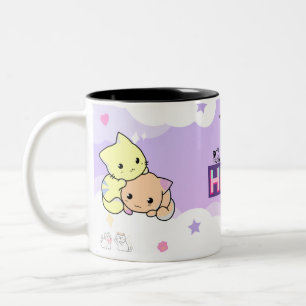 Taza Bicolor Regalo Felino Pastel Kawaii Regalo de Gato Femen