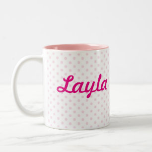 Taza Bicolor Regalo femenino del lunar rosado blanco del ♥