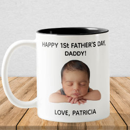 Taza Bicolor Regalo fotográfico del Día del Primer Padre del pe