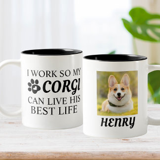 Taza Bicolor Regalo fotográfico personalizado de Corgi para los
