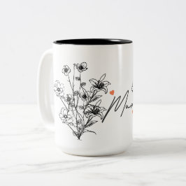 Taza Bicolor Regalo minimalista de mamá de flores Mug