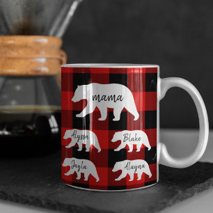 Taza Bicolor Regalo Moderno De Oso De Mata Roja Y Mamá Blanca