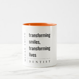Taza Bicolor Regalo moderno minimalista simple negrita sonrisa