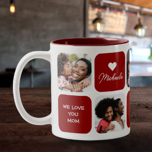 Taza Bicolor Regalo moderno para mamá de 5 fotos y 5 mensajes