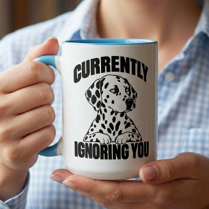 Taza Bicolor Regalo para amante de cachorros dálmatas introvert