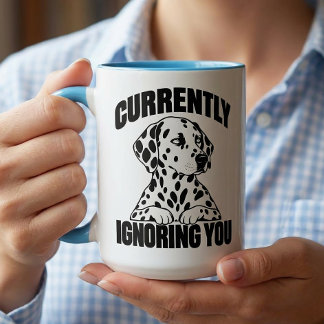 Taza Bicolor Regalo para amante de cachorros dálmatas introvert